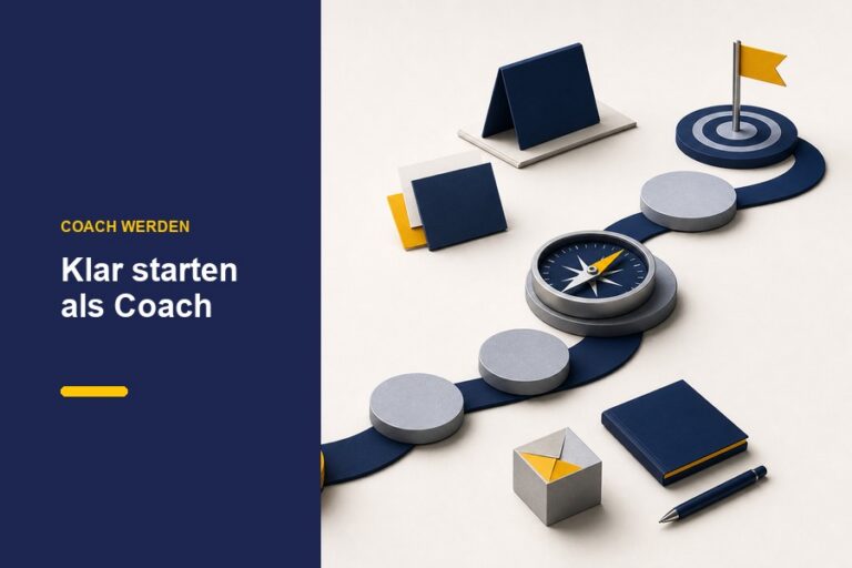 Titelbild zum Ratgeber Als Coach selbstständig machen mit Checkliste für Positionierung und Angebot.