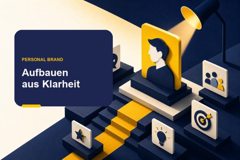 Titelbild mit Personenmarke, Content-Karten und klarem Positionierungsfundament.