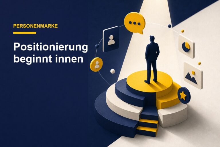 Editoriales Titelbild zum Aufbau einer Personenmarke mit visuellen Bausteinen für Positionierung und Personal Branding.