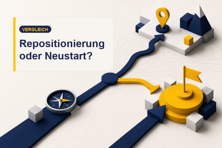 Titelbild zum Ratgeber über den Unterschied zwischen Repositionierung und Neupositionierung.