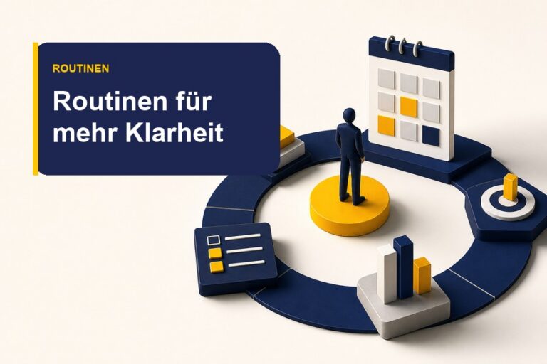Titelbild zum Ratgeber Tägliche Routinen mit Fokus auf Selbstführung, Struktur und Business-Umsetzung.