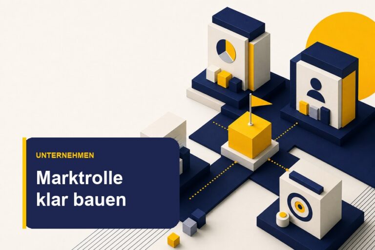 Editoriales Titelbild zur Unternehmenspositionierung mit Diagramm und strategischer Marktrolle.