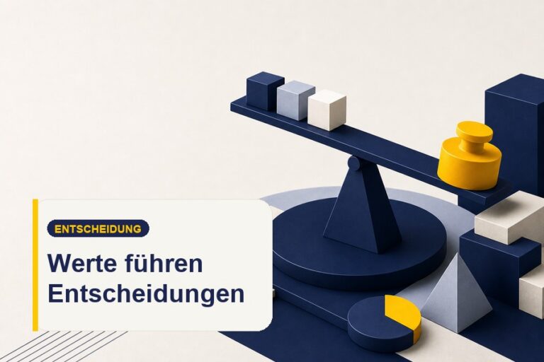 Titelbild zum Ratgeber Werte bei der Entscheidungsfindung mit Entscheidungsfilter und beruflichem Werte-Kompass.